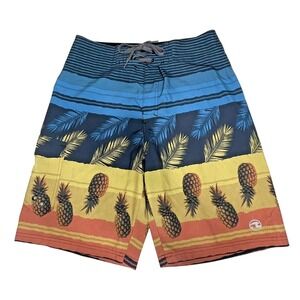 Ocean Current Shorts‎ Mens Med 30 Board Shorts Swim Suit Striped Pineapple